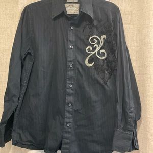 BRUNO NEW YORK Mens Long Sleeve Button Up Embroidered Shirt Size Small